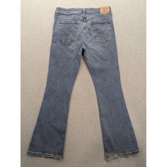 Levis 519 Jeans Womens 13 Medium Blue Low Flare Distressed Bootcut Denim Pants - Picture 11 of 16